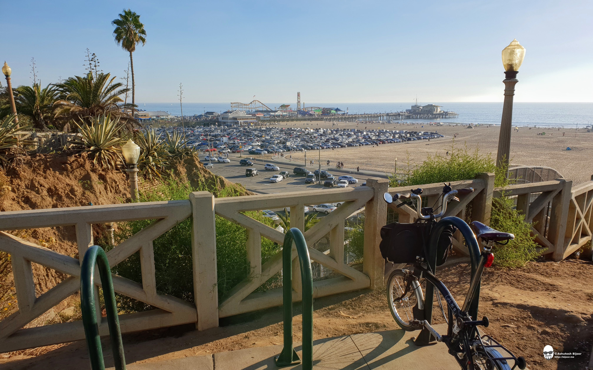 Cycling along LA River Trail to Venice beach and Santa Monica Pier