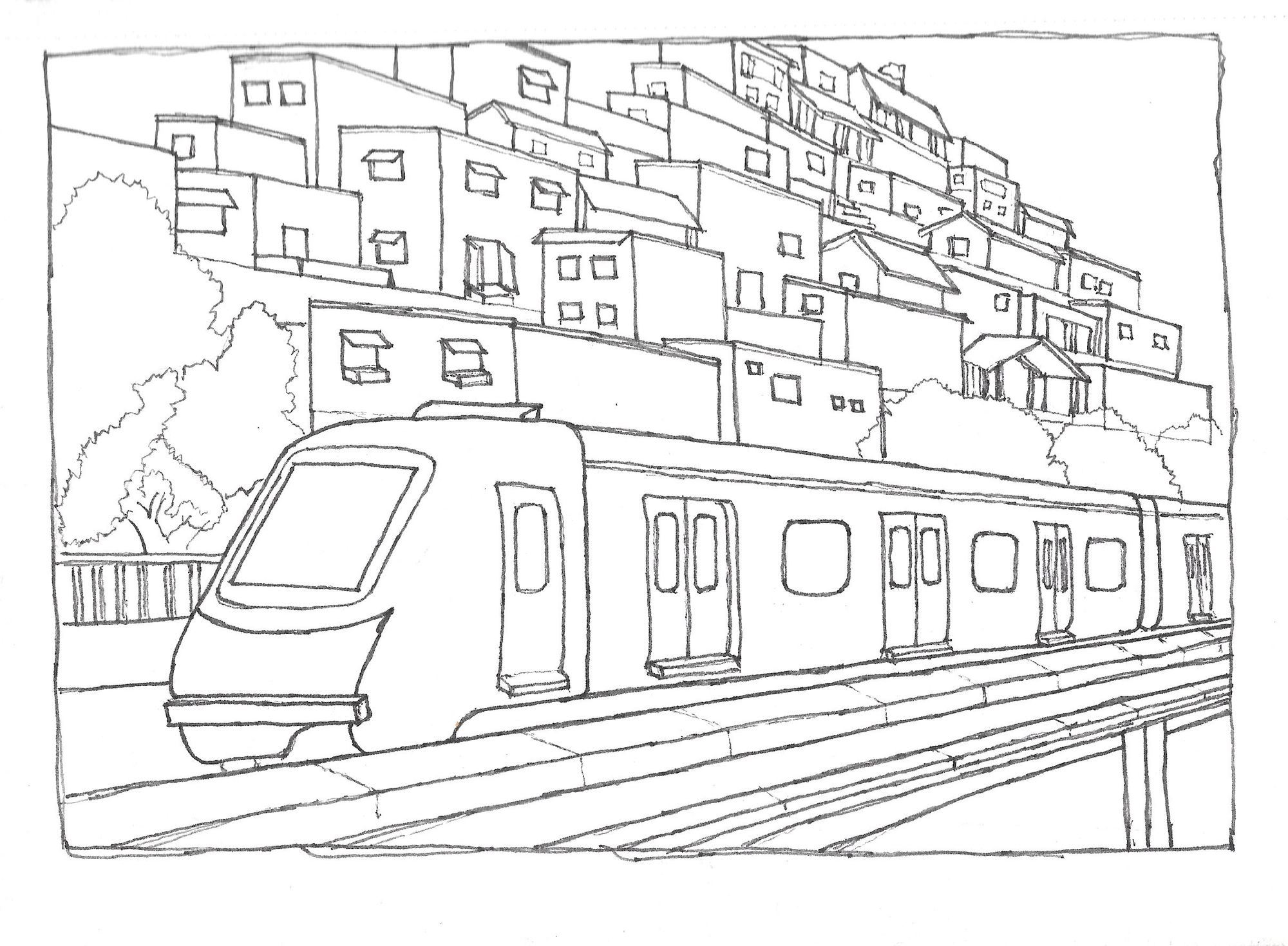 Train Line Drawing Vector Art, Icons, and Graphics for Free Download